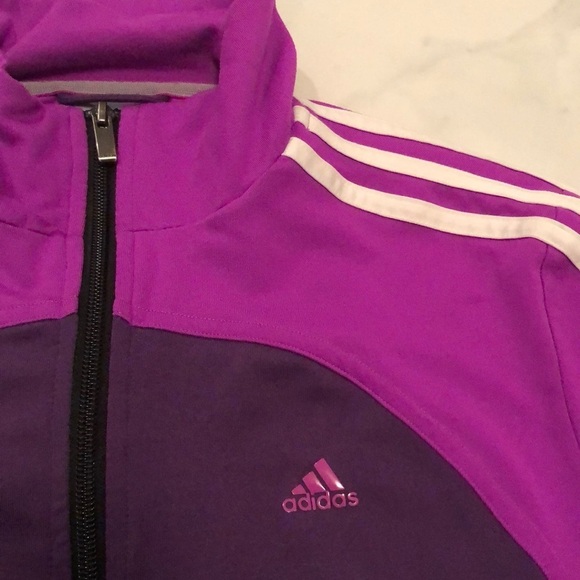 ADIDAS purple zip up long sleeve light jacket. - Picture 2 of 4